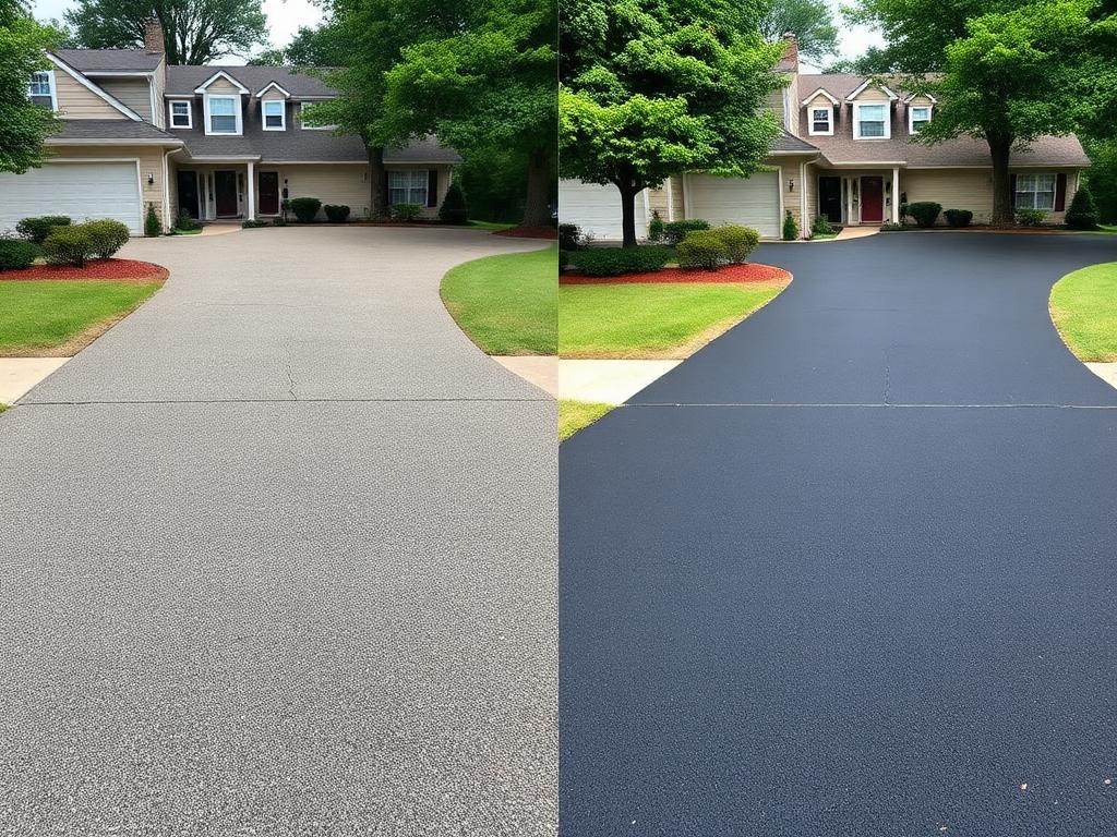 Residential Driveway Before and After Sealcoating